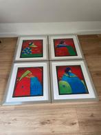 4 schilderijen serie Fat Ladies van Christian Develter, Antiek en Kunst, Ophalen