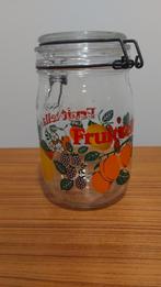 Bocal en verre Vintage Fruit-Tella, Bocal Le Parfait, 1 litr, Maison & Meubles, Casserole, Bidon ou Boîte, Comme neuf, Enlèvement ou Envoi