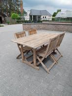 teak tafel en 4 stoelen, Jardin & Terrasse, Tables de jardin, Rectangulaire, Enlèvement, Utilisé, Bois de teck