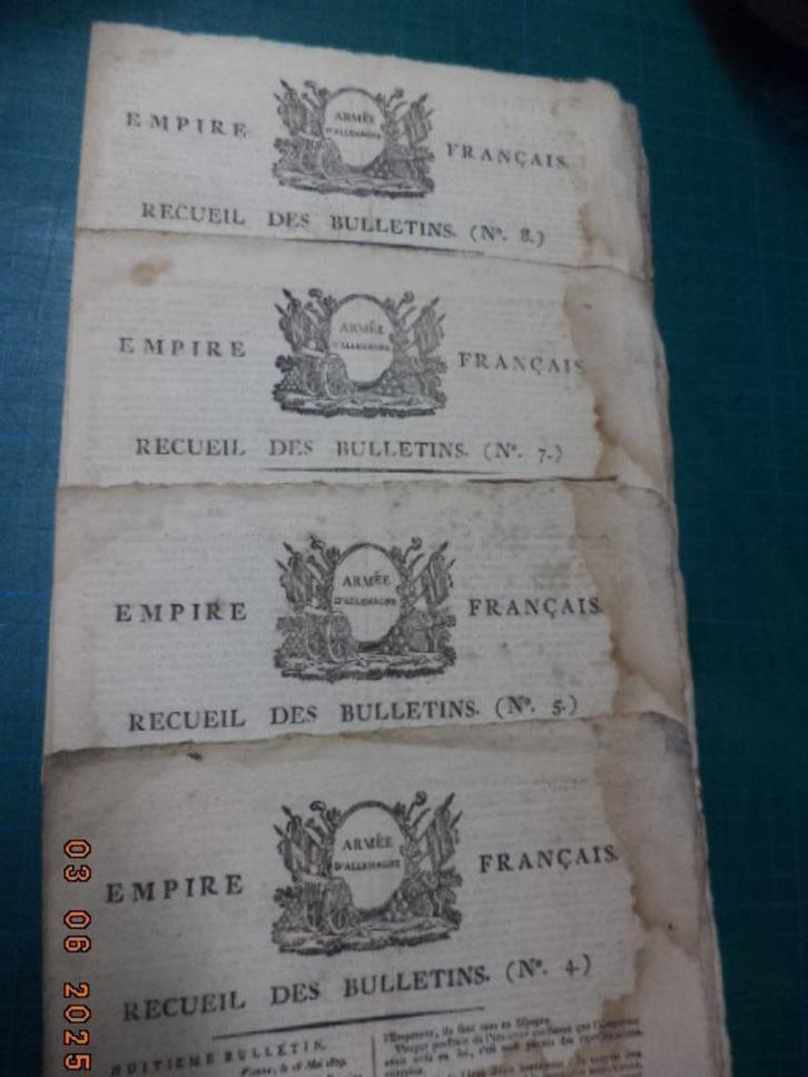 Empire Français-Armée d'Allemagne. Recueil Bulletins.1809., Verzamelen, Tijdschriften, Kranten en Knipsels, Tijdschrift, Voor 1920