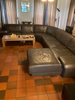 Groot grijs hoeksalon, Huis en Inrichting, Ophalen, Gebruikt, Leer