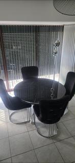 Ronde tafel met 4 stoelen, Huis en Inrichting, Tafels | Eettafels, Ophalen, Zo goed als nieuw, Vier personen, Rond