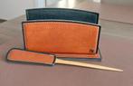 Vintage lederen brievenhouder Henzo met briefopener, Ophalen of Verzenden