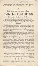 Oorlogsslachtoffer Felix Jacobs St Pieters Lille -Ieperen, Verzamelen, Bidprentjes en Rouwkaarten, Ophalen of Verzenden