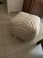 Grote beige poef in stof, Ophalen, Zo goed als nieuw, Beige