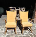 Set stevige stoelen met kussen, Gebruikt, Twee, Bruin, Rustiek