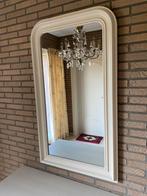 Wandspiegel, houten frame geverfd in Brussels wit., Antiek en Kunst, Ophalen, Rechthoekig, 50 tot 100 cm, 100 tot 150 cm