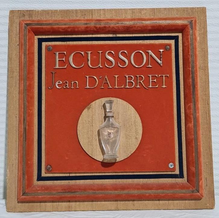 Panneau publicitaire en bois Ecusson, Jean d'Albret, 1950/60, Collections, Marques & Objets publicitaires, Utilisé, Panneau publicitaire