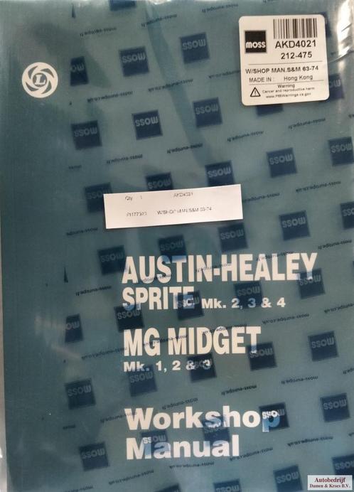 Workshop <anual Austin Healey Sprite Mk. 2,3 & 4 MG Midget M, Autos : Divers, Modes d'emploi & Notices d'utilisation, Enlèvement ou Envoi