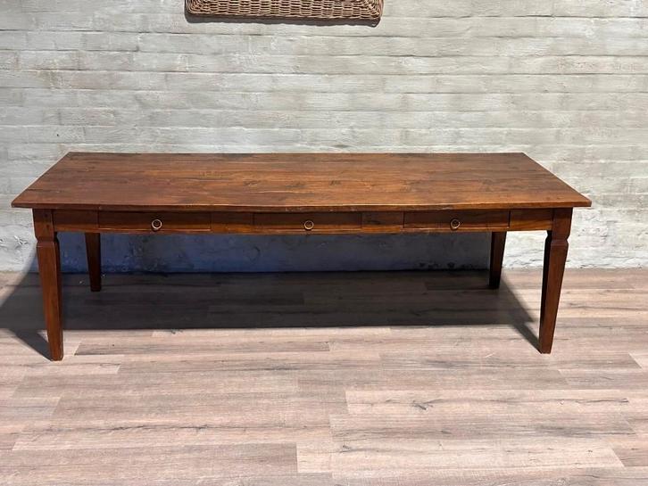 Boerentafel met 3 lades - 250 x 99 cm + 78 cm hoog, Huis en Inrichting, Tafels | Eettafels, Zo goed als nieuw, 50 tot 100 cm, 200 cm of meer