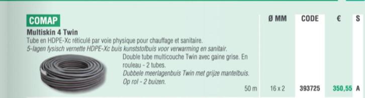 COMAP Alpex Multiskin 4 Twin — 40 m, Doe-het-zelf en Bouw, Sanitair, Zo goed als nieuw, Overige typen, Ophalen