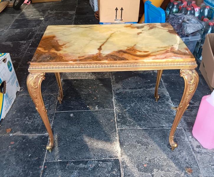 petite table de salon en marbre et laiton, Antiek en Kunst, Antiek | Meubels | Tafels, Ophalen