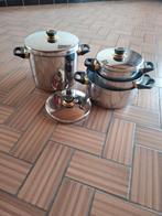 Set van  kookpotten met deksel met gratis wokpan, Ophalen, Gebruikt