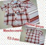 Chemise MC pour garçon -rouge et blanc cassé-T.2-3 ans, Enfants & Bébés, Vêtements enfant | Autre, Enlèvement ou Envoi, Utilisé