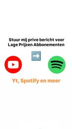 Spotify en Youtube Premium GOEDKOOP, Audio, Tv en Foto, Overige Audio, Tv en Foto, Ophalen of Verzenden, Zo goed als nieuw
