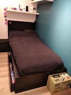 eenpersoons bed ikea MALM met lades zwartbruin, Huis en Inrichting, Ophalen, 90 cm, Eenpersoons, Bruin