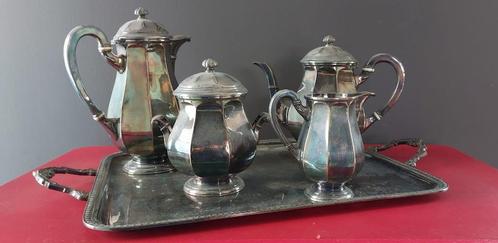 Antiek Saglier Frères 5-delig verzilverd koffieservies, Antiek en Kunst, Antiek | Overige Antiek, Ophalen of Verzenden