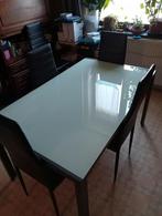 Witte glazen tafel en stoelen, Ophalen of Verzenden, Zo goed als nieuw