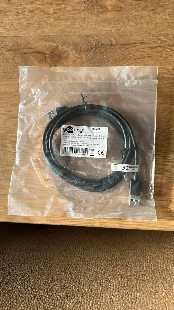 Rallonge USB 2.0 haut débit de 1,8 m, Informatique & Logiciels, Pc & Câble réseau, Neuf, Enlèvement ou Envoi