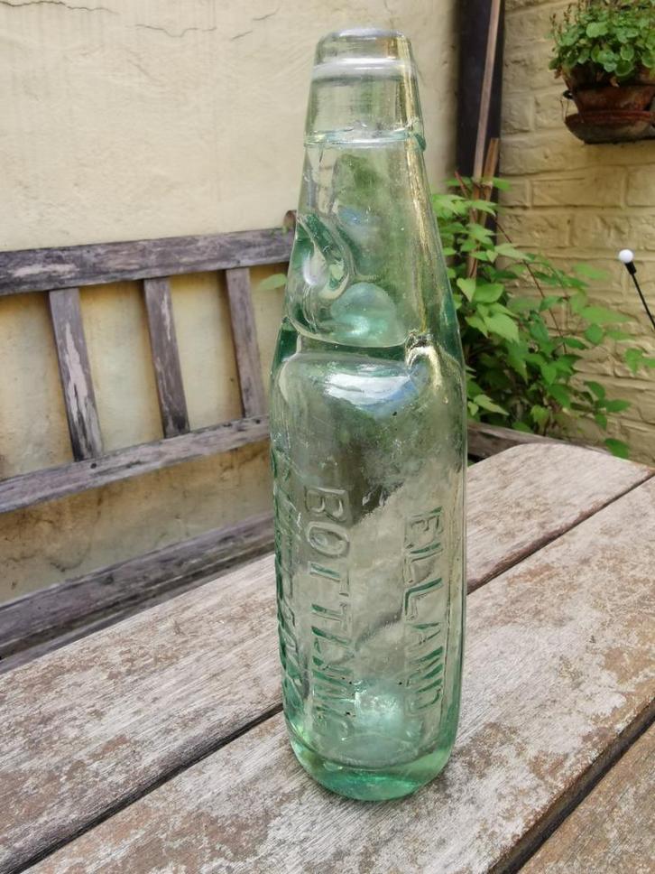 19de eeuwse pop bottle nekfles met glazen knikker, Antiek en Kunst, Antiek | Glaswerk en Kristal, Ophalen of Verzenden
