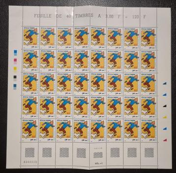 Tintin Kuifje kompleet vel 40 zegels France Fête du Timbre beschikbaar voor biedingen
