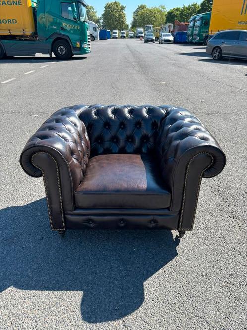 NIEUW Chesterfield leren fauteuil, Huis en Inrichting, Fauteuils, Nieuw, Leer, Ophalen of Verzenden