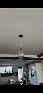 Glazen hanglamp met houten rand, Huis en Inrichting, Lampen | Hanglampen, Ophalen, Zo goed als nieuw, Glas