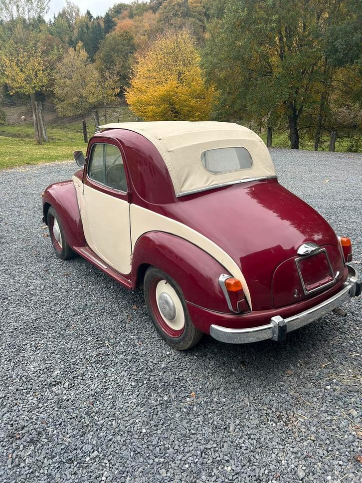 Fiat topolino 1950, Auto's, Oldtimers, Particulier, Fiat, Benzine, Cabriolet, 2 deurs, Handgeschakeld, Rood, Overige kleuren, Leder