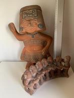 terrracotta beelden : Azteekse Maya-dansers en Maya-krijger, Antiek en Kunst, Ophalen of Verzenden
