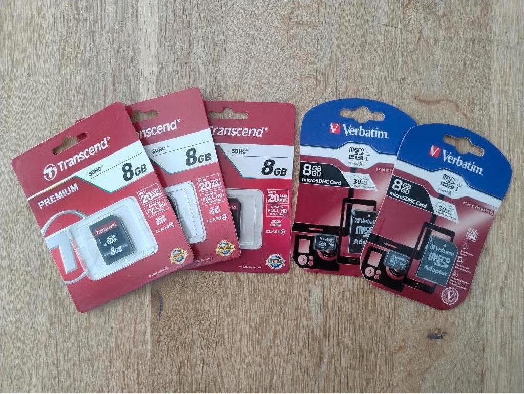 SD-kaarten 8GB, nieuw in verpakking (Transcend & Verbatim), Audio, Tv en Foto, Foto | Geheugenkaarten, SD, 8 GB, Nieuw, Ophalen of Verzenden