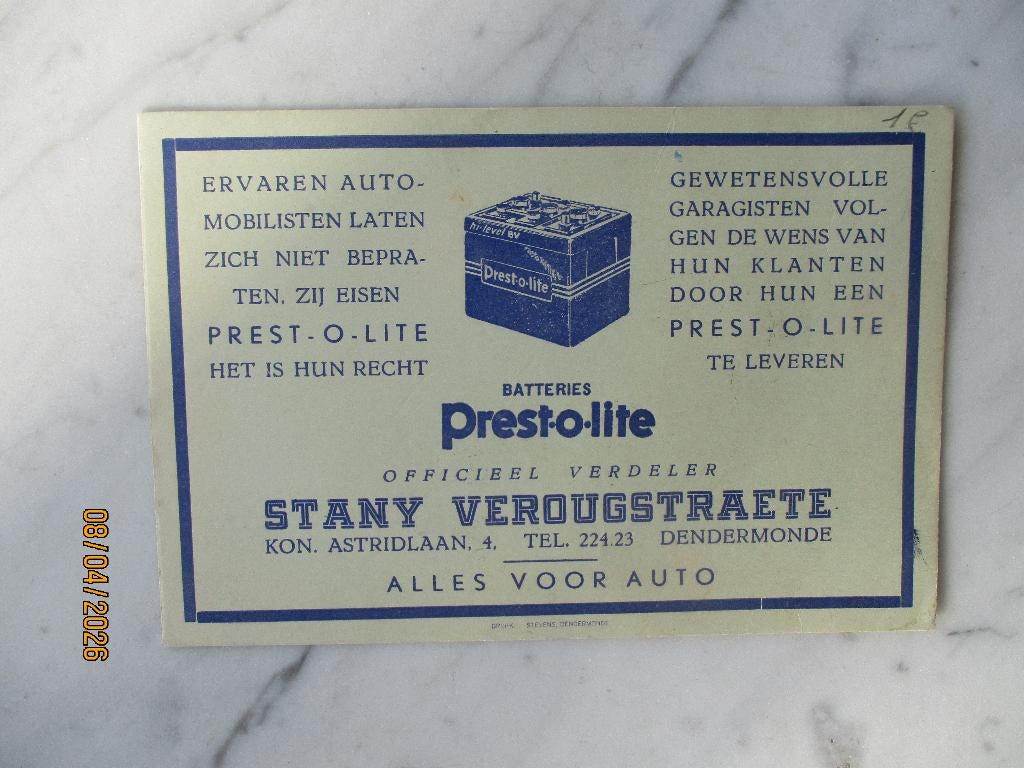 vloeipapier autobatterij Pres-o-lite auto  Dendermonde, Verzenden, Gebruikt, Overige typen