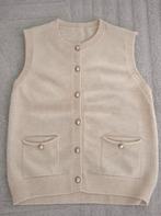 Mouwloos vest beige ecru mesh gouden knoopzakken, Kleding | Dames, Bodywarmers, Verzenden, Zo goed als nieuw, Beige