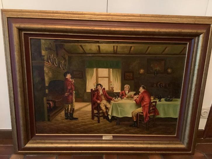 *Grote prachtige gesigneerde schilderij met zéér mooie kader, Antiek en Kunst, Kunst | Schilderijen | Klassiek, Ophalen