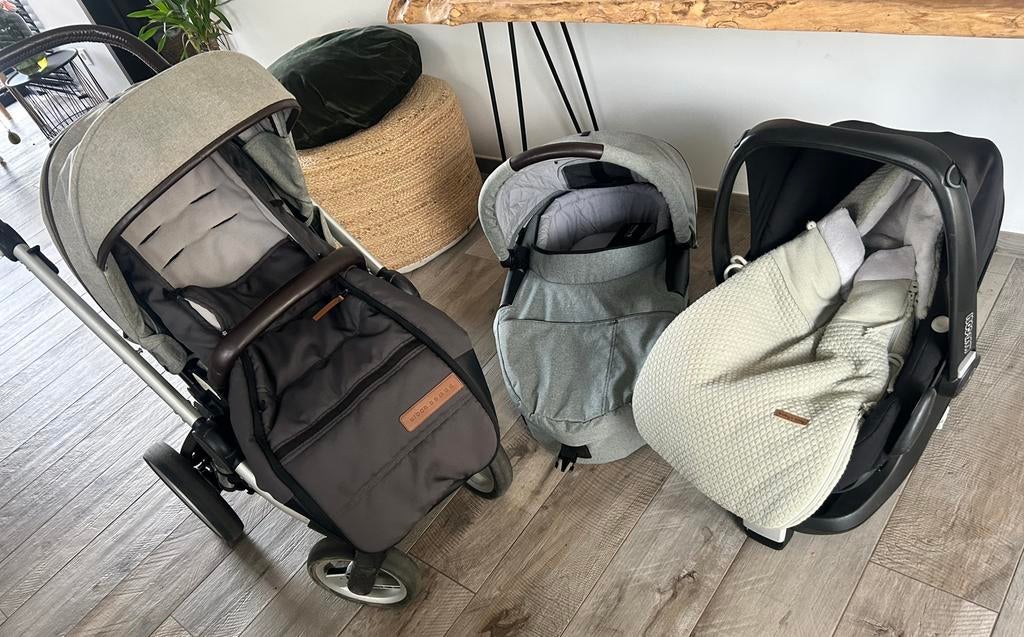 Ideaal starterspakket met kinderwagen, maxi cosi & isofix, Utilisé, Poussette, Mutsy, Tige de poussée réglable