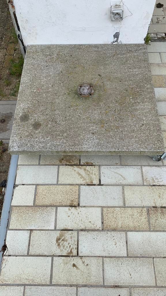 Pied de parasol Granite sur roulettes freins 90kg, Enlèvement, Utilisé, Autres types
