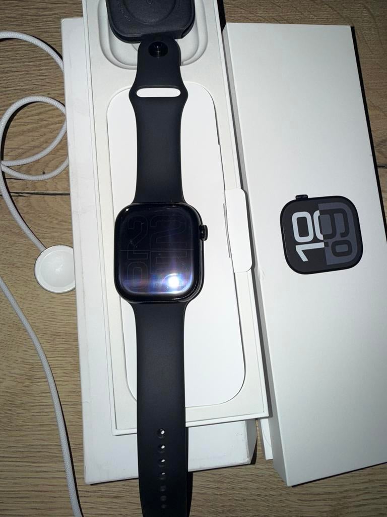 Apple Watch series 10 46mm Jet Black, Handtassen en Accessoires, Smartwatches, Zwart, IOS, Ophalen of Verzenden, Zo goed als nieuw