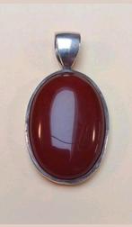 Pendentif cornaline "Qualité Extra" & argent  rhodié 14gr, Enlèvement ou Envoi, Blanc, Argent