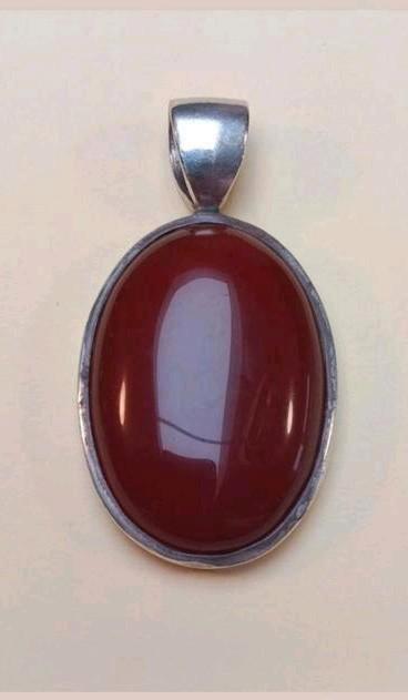 Pendentif cornaline "Qualité Extra" & argent  rhodié 14gr, Bijoux, Sacs & Beauté, Pendentifs, Argent, Blanc, Enlèvement ou Envoi