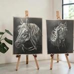 Twee prachtige scratchboard-etsen van paarden, Antiek en Kunst, Ophalen of Verzenden