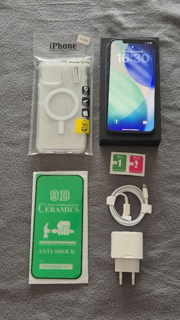 Iphone 12 PRo Max 256gb Met Nieuw Baterij, Telecommunicatie, Mobiele telefoons | Apple iPhone, Blauw, IPhone 12 Pro Max, Zo goed als nieuw