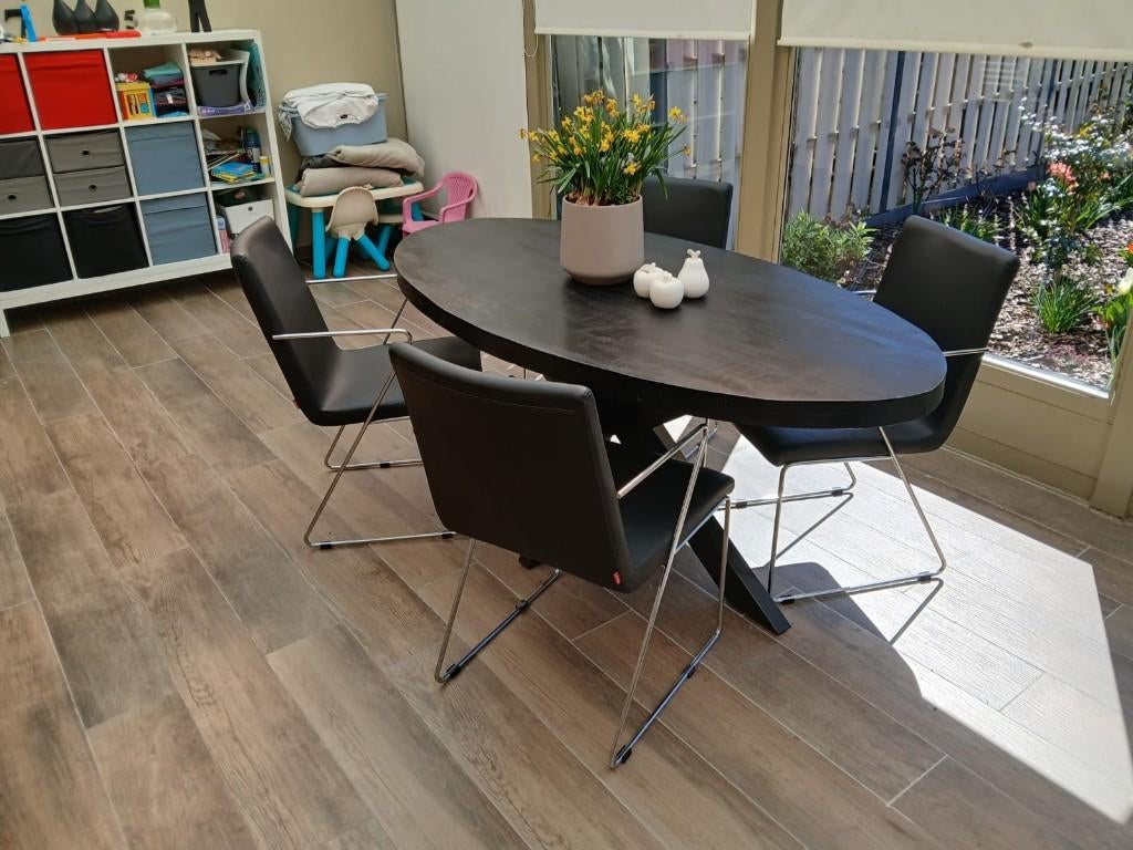 Tafel en stoelen!Koopje!, Ophalen, 50 tot 100 cm, Design/Industrieel!, 50 tot 100 cm