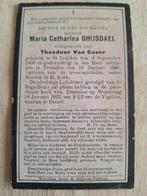 Bidprentje Maria Catharina Ghijsdael Sint Truiden 1856 -1922, Verzamelen, Bidprentjes en Rouwkaarten, Ophalen of Verzenden, Bidprentje