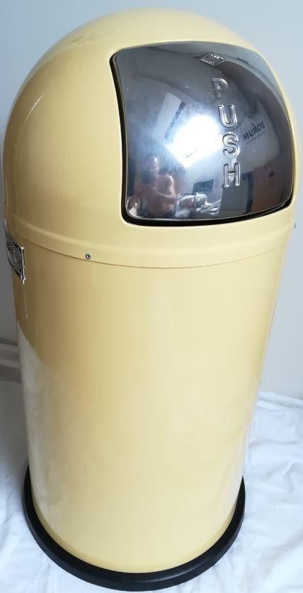 Wesco Pushboy pushcan 50L, Huis en Inrichting, Woonaccessoires | Prullenbakken, Nieuw, Inox, 50 tot 75 cm, 40 liter of meer, Ophalen