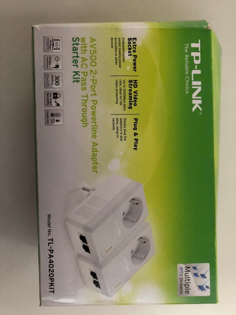 TP-Link TL-PA4020P 2-poorts Powerline Adapter – 2 stuks, Computers en Software, Powerlines, Zo goed als nieuw, Ophalen of Verzenden