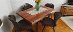 Table de salle à manger en bois d'acacia, Maison & Meubles, Tables | Tables à manger, Métal, 100 à 150 cm, Quatre personnes, Comme neuf