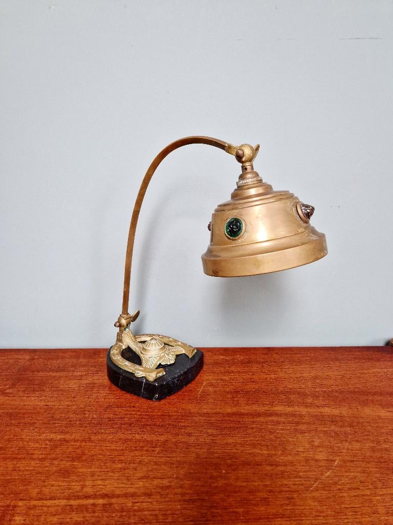 Art Nouveau koperen bureaulamp, jaren 1910, Ophalen of Verzenden