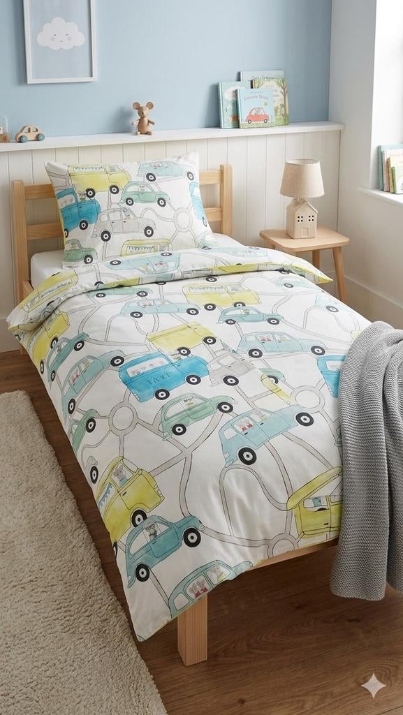 Dekbedovertrek 1-persoonsbed Z.G.A.N, Kinderen en Baby's, Kinderkamer | Beddengoed, Zo goed als nieuw, Dekbedovertrek, Blauw, Jongetje of Meisje