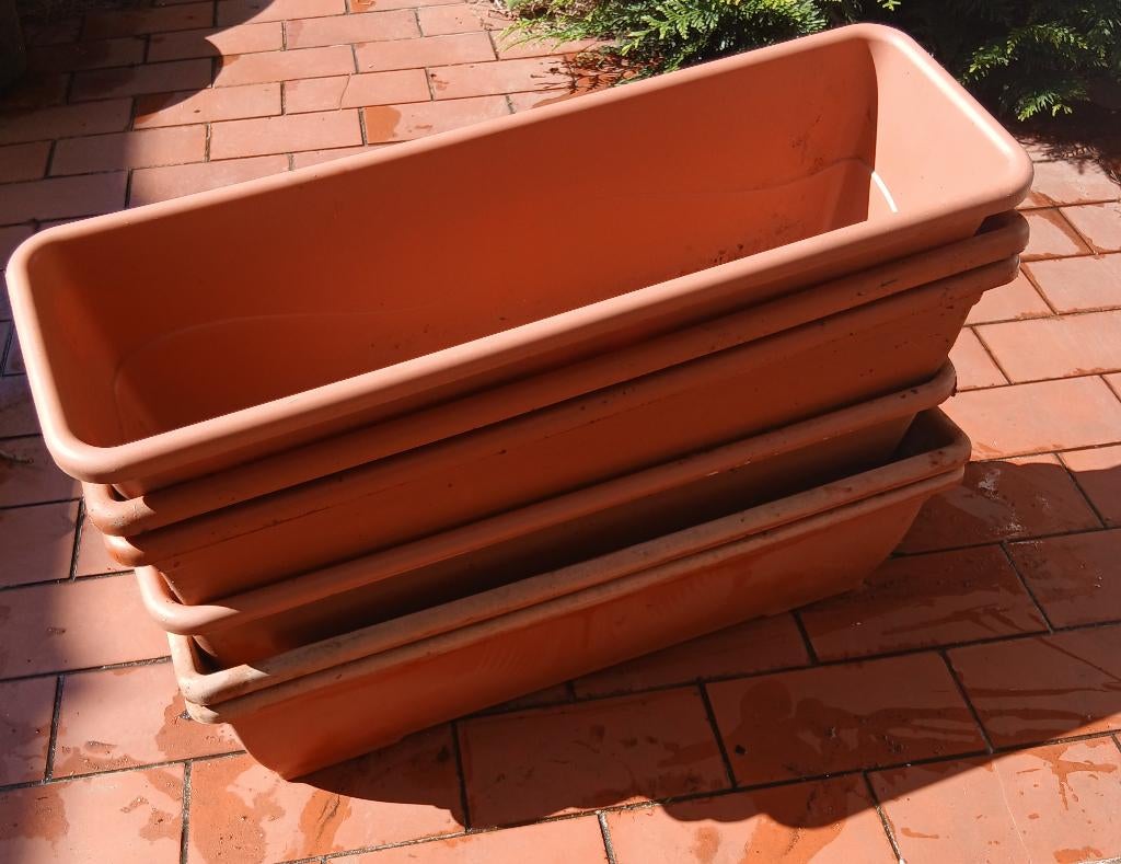 Set van 6 stevige balkonbakken / plantenbakken (60 cm), Ophalen, Kunststof, Gebruikt, Balkon