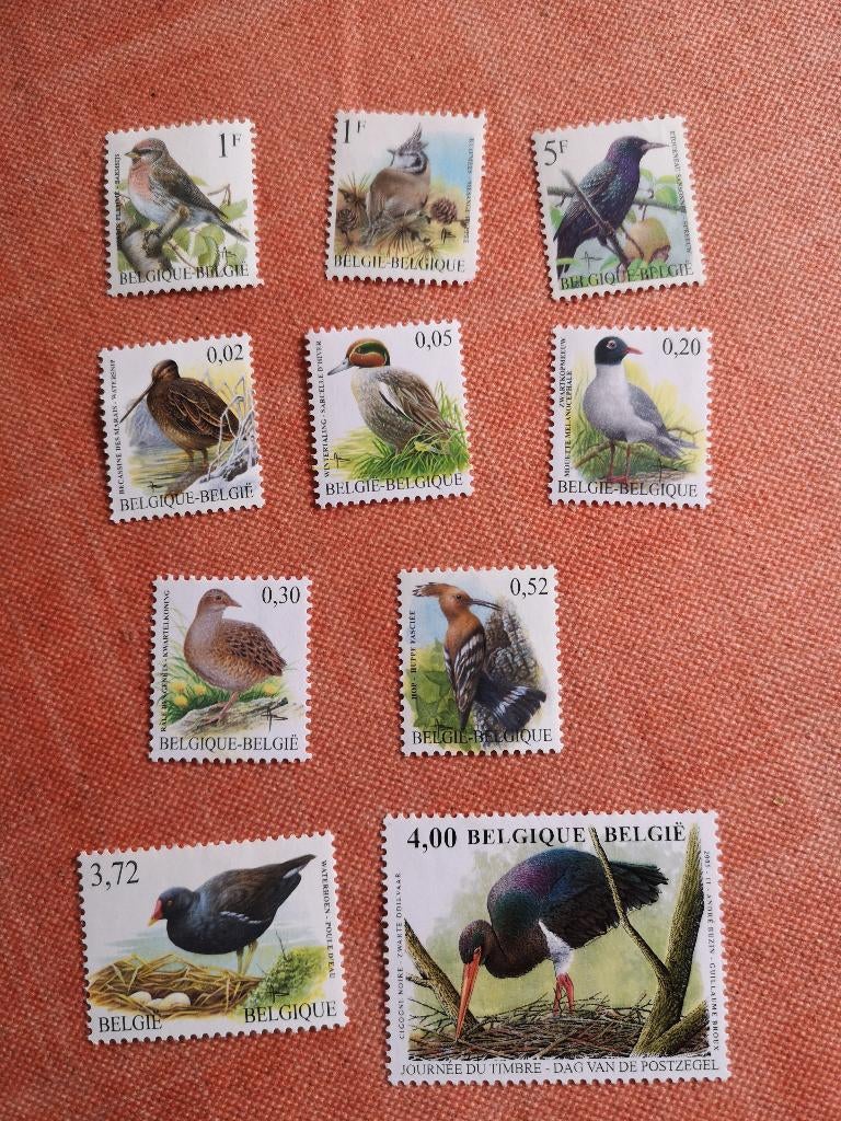 10 postfrisse Belgische postzegels met vogels, Ophalen of Verzenden
