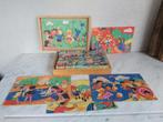 Oude houten blokkenpuzzel in houten doos, Antiek en Kunst, Ophalen of Verzenden